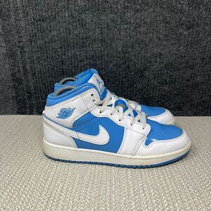 Nike Air Jordan 1 Mid GS White Legend Blue UNC Shoes Women’s 8 6.5Y FZ3933-114